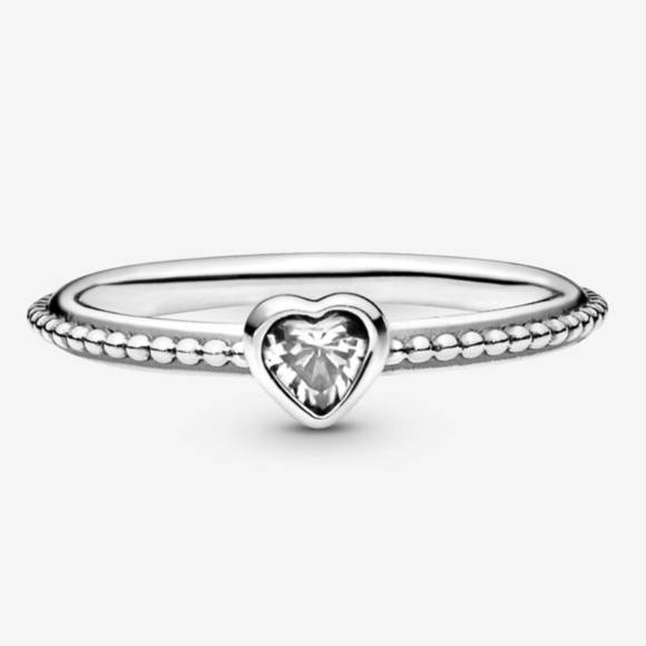 💛 Pandora 925 Silver One Love Heart CZ Stacking Ring - Picture 2 of 3